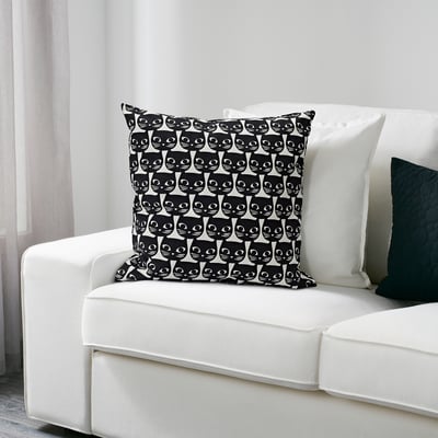 GERDIE Jastučić, bela/crna mačka, 40x40 cm