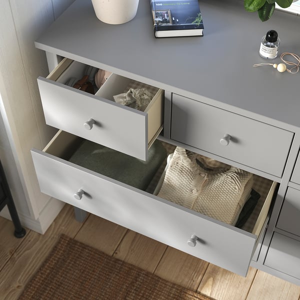 GULLABERG Komoda s 8 fioka, siva, 168x48x100 cm