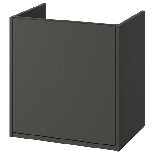 HAVBÄCK Postolje umivaonika s vratima, tamnosiva, 60x48x63 cm