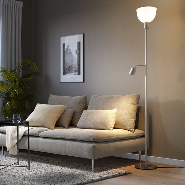 HEKTOGRAM Pod.indirektna lampa/čitaća lampa, srebrna/bela