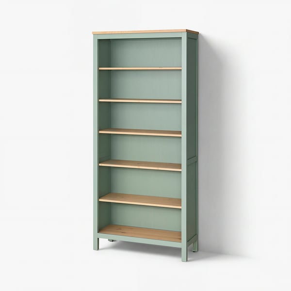 HEMNES Biblioteka, sivozelena/svetlosmeđe bajcovano, 90x197 cm