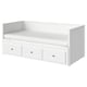 HEMNES Dnevni krevet s 3 fioke/2 dušeka, bela/Åfjäll srednje tvrdo, 80x200 cm
