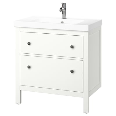 HEMNES / ORRSJÖN Postolje umiv. s fiokama/umivaonik, bela, 82x49x89 cm