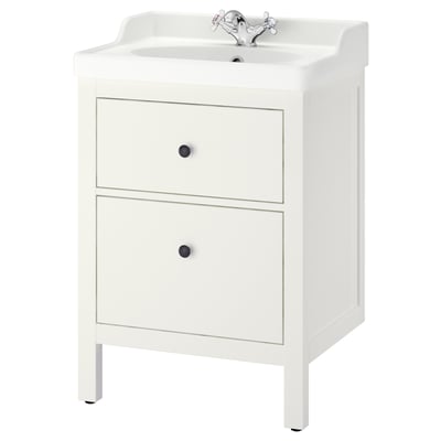 HEMNES / RUTSJÖN Postolje umiv. s fiokama/umivaonik, bela, 62x49x95 cm