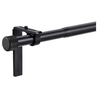 HUGAD Kombinacija garnišne, sa zidnim/plafonskim nosačima/sa završecima crna, 120-210 cm