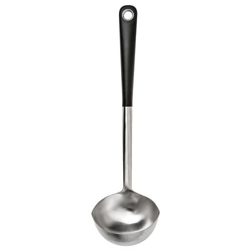 IKEA 365+ HJÄLTE Kutlača za supu, nerđajući čelik/crna
