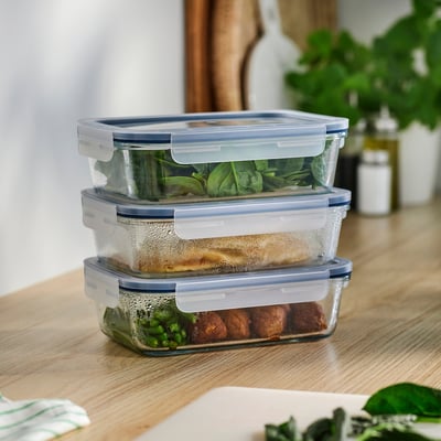 IKEA 365+ Posuda za hranu s poklopcem, pravougaono/staklo, 1.0 l
