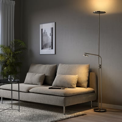 ISJAKT LED podna indirektna/lampa za čit., podesivog intenziteta/niklovano, 180 cm