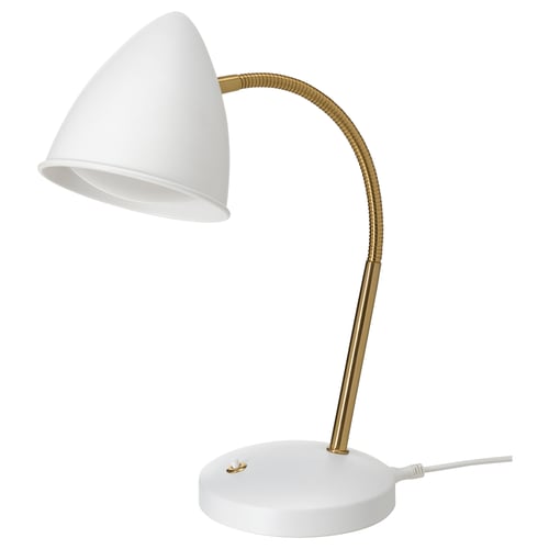 ISNÅLEN LED radna lampa, bela/boja mesinga