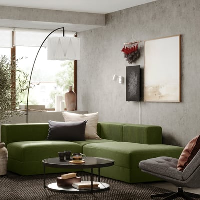 JÄTTEBO Mod.ugaona sofa, 2,5 sed i lenjivac, desno/Samsala tamnožuta-zelena
