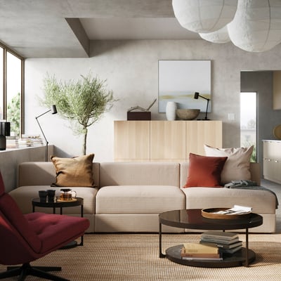 JÄTTEBO Modularna sofa s 4,5 sedišta, Samsala sivo-bež