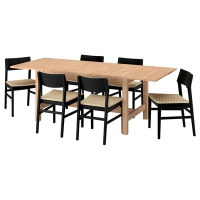 KARSKÄR / SKANSNÄS Sto i 6 stolica, kaučukovac/crna bukovina, 160/220x90 cm
