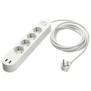 KOPPLA 4-struka utičnica s 2 USB ulaza, bela, 3.0 m