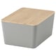 KUGGIS Kutija s poklopcem, svetlosiva/bambus, 13x18x8 cm