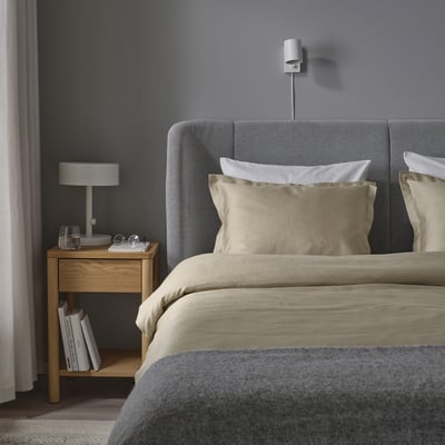 LÄKEVÄNDEROT Jorganska navlaka i 2 jastučnice, bež, 200x200/50x60 cm