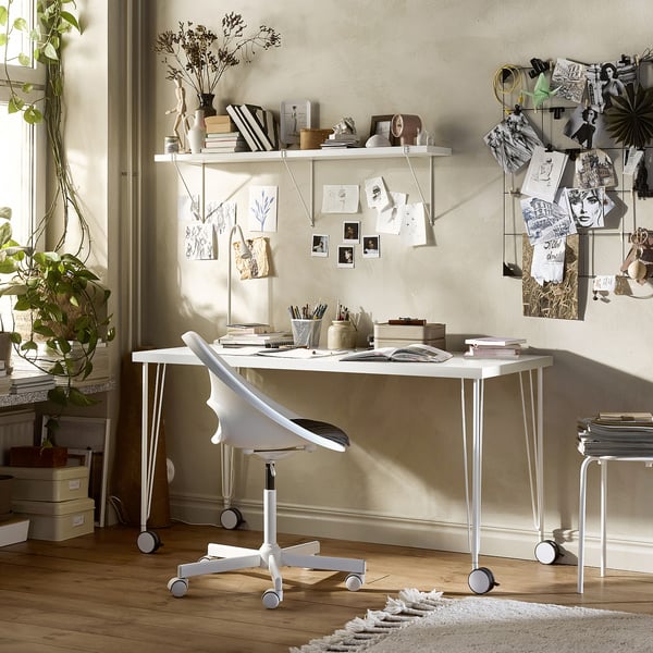 LAGKAPTEN / KRILLE Radni sto, bela, 140x60 cm