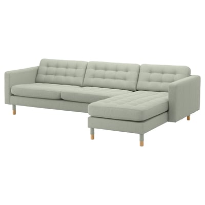 LANDSKRONA Sofa 4-sed, s lenjivcem/Gunnared svetlozelena/drvo