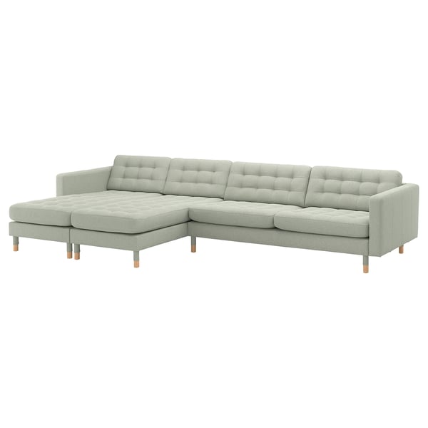 LANDSKRONA Sofa 5-sed, s lenjivcima/Gunnared svetlozelena/drvo