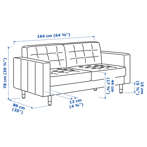 LANDSKRONA Sofa dvosed, Gunnared svetlozelena/drvo