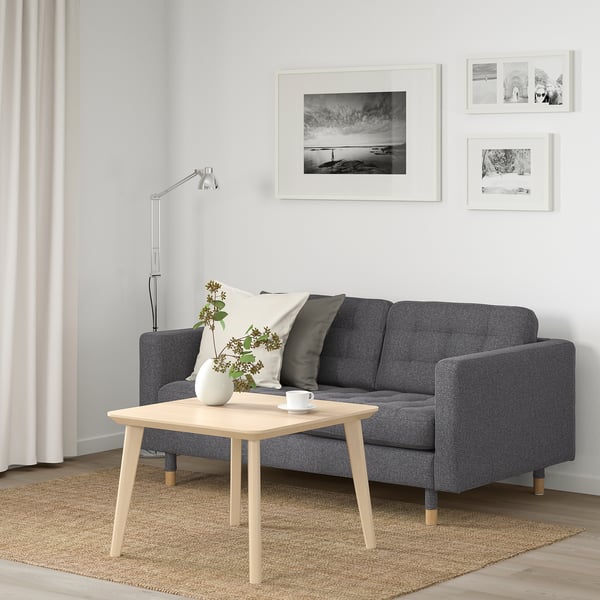 LANDSKRONA Sofa dvosed, Gunnared tamnosiva/drvo