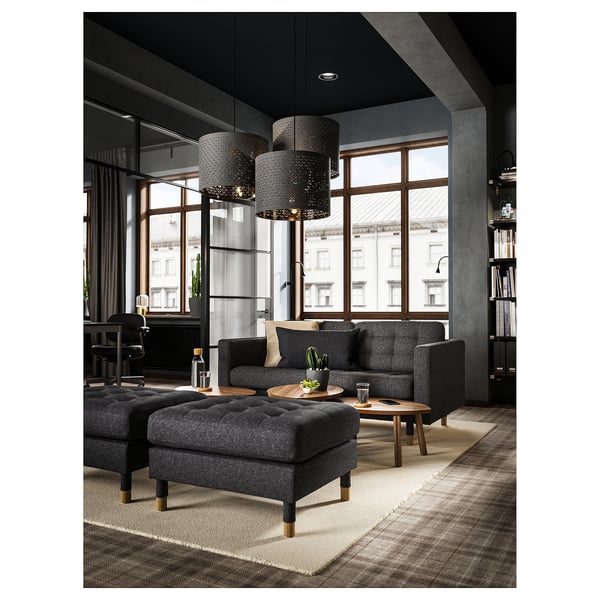 LANDSKRONA Sofa dvosed, Gunnared tamnosiva/drvo