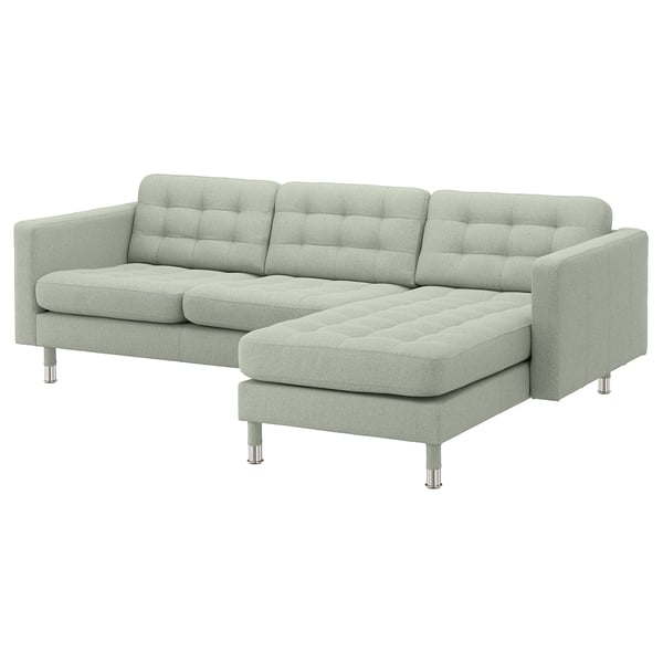 LANDSKRONA Sofa trosed, s lenjivcem/Gunnared svetlozelena/metal