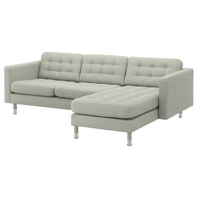 LANDSKRONA Sofa trosed, s lenjivcem/Gunnared svetlozelena/metal
