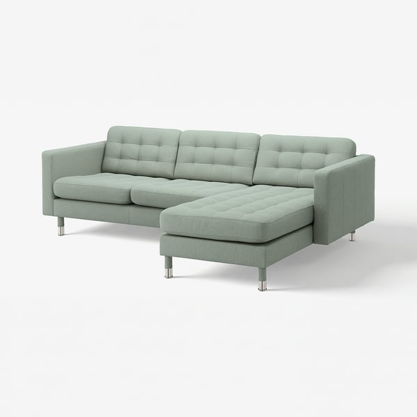LANDSKRONA Sofa trosed, s lenjivcem/Gunnared svetlozelena/metal