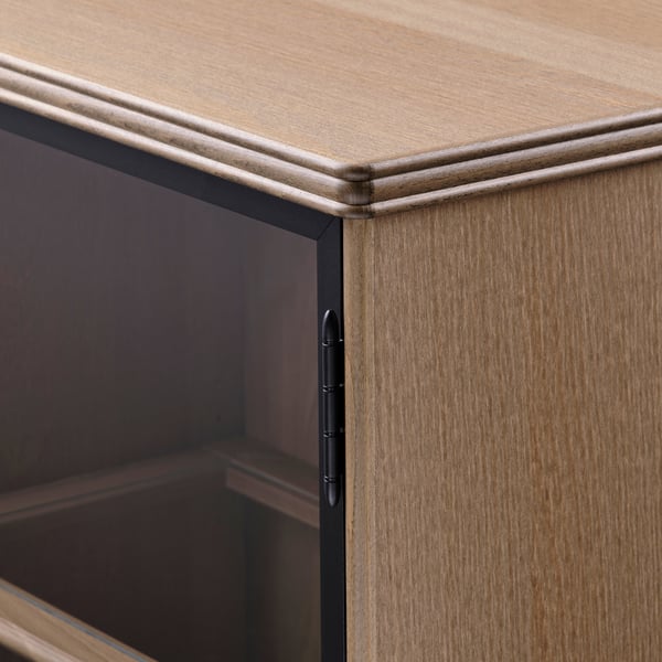 LANESUND Vitrina, siva-smeđa, 121x37x152 cm