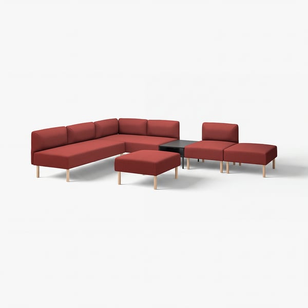 LILLEHEM Modul. sofa šestosed s pom. stočić., Gunnared/smeđe-crvena drvo