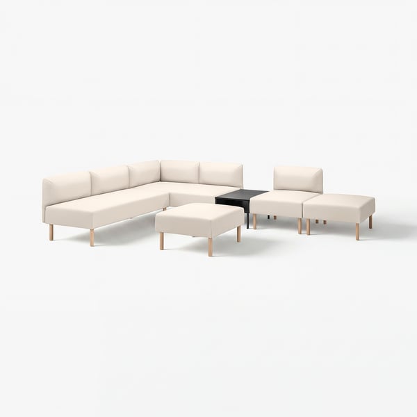 LILLEHEM Modul. sofa šestosed s pom. stočić., Vissle/bež drvo