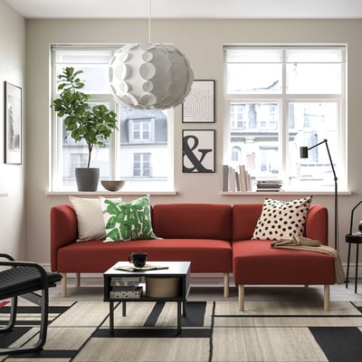 LILLEHEM Modularna sofa trosed s lenjivcem, Gunnared/smeđe-crvena drvo