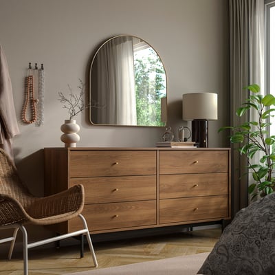 LINDBYN Ogledalo, zlatna, 80x80 cm