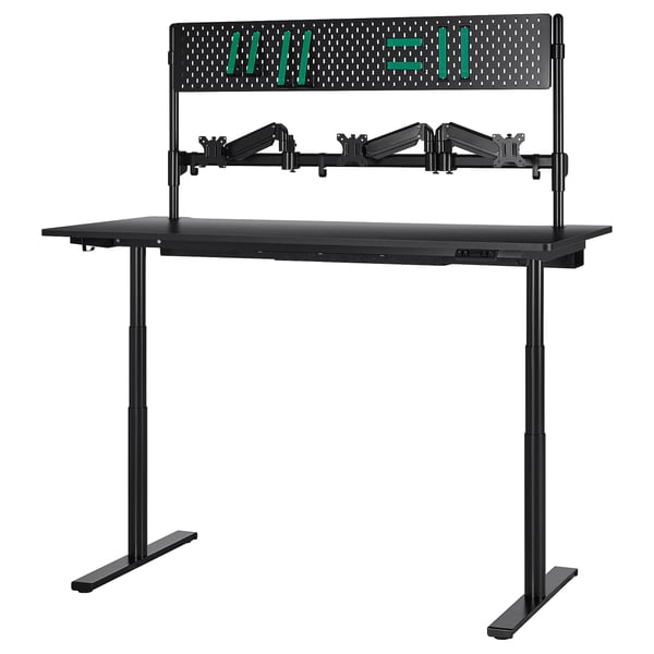 MÅLOMRÅDE Podesivi gejmerski sto, sa nosačima za monitor/električno crna, 180x80 cm