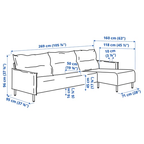 MANNARP Sofa 4-sed i lenjivac, Saxemara crno-plava