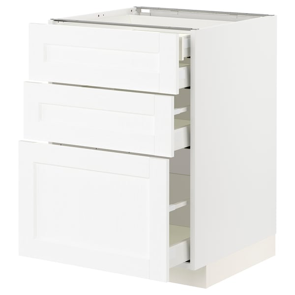 METOD / MAXIMERA Pod.elem.3front/2dnj/1srd/1vis.fiok, bela Enköping/bela im. drveta, 60x60 cm