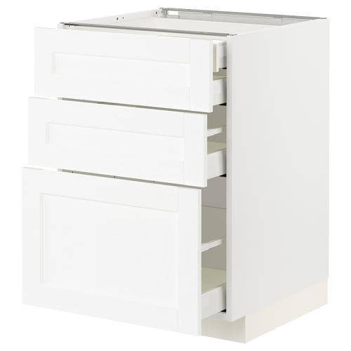 METOD / MAXIMERA Pod.elem.3front/2dnj/1srd/1vis.fiok, bela Enköping/bela im. drveta, 60x60 cm