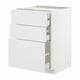 METOD / MAXIMERA Pod.elem.3front/2dnj/1srd/1vis.fiok, bela/Stensund bela, 60x60 cm