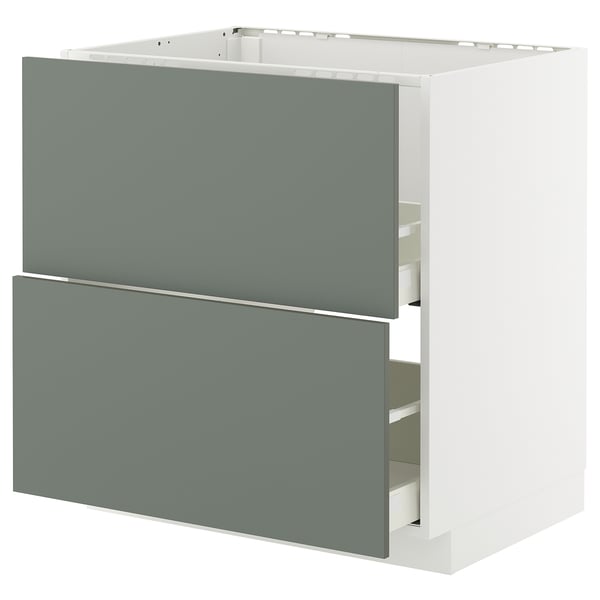 METOD / MAXIMERA Pod.element sudop. i 2front/2fioke, bela/Nickebo mat sivozelena, 80x60 cm