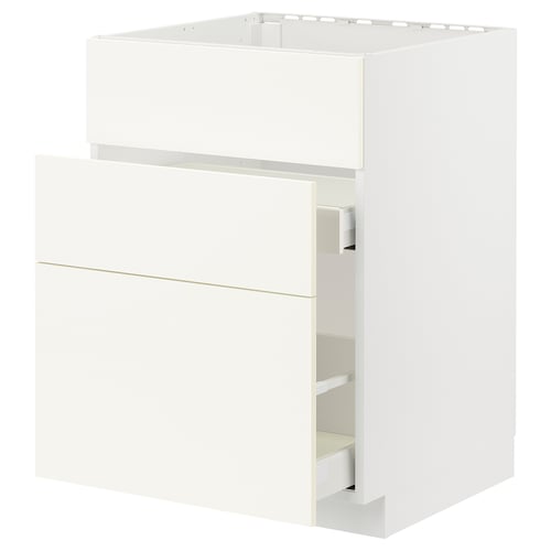 METOD / MAXIMERA Pod.element sudop. i 3front/2fioke, bela/Vallstena bela, 60x60 cm