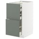 METOD / MAXIMERA Pod.orm.2front/2dnj/1srd/1vis.fiok, bela/Nickebo mat sivozelena, 40x60 cm