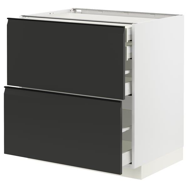 METOD / MAXIMERA Pod.orm.2front/2dnj/1srd/1vis.fiok, bela/Upplöv boja antracita, mat, 80x60 cm