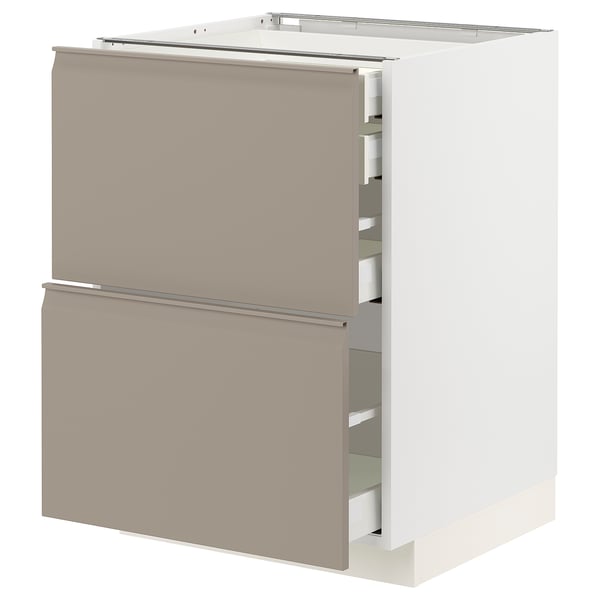 METOD / MAXIMERA Pod.orm.2front/2dnj/1srd/1vis.fiok, bela/Upplöv tamnobež, mat, 60x60 cm