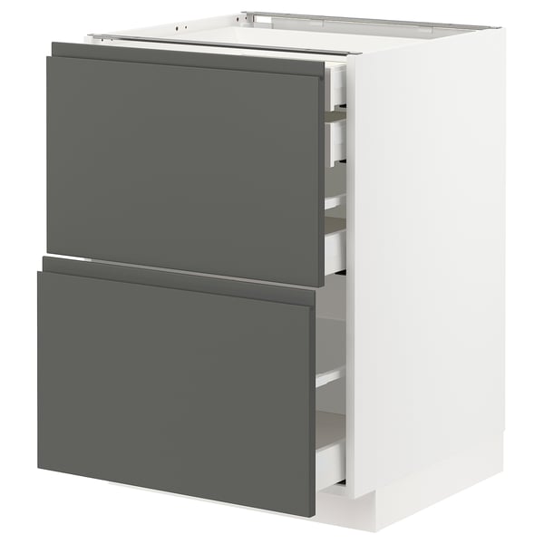 METOD / MAXIMERA Pod.orm.2front/2dnj/1srd/1vis.fiok, bela/Voxtorp tamnosiva, 60x60 cm