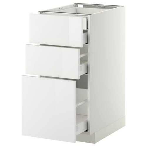 METOD / MAXIMERA Pod.orm.3front/2dnj/1srd/1vis.fiok, bela/Ringhult bela, 40x60 cm