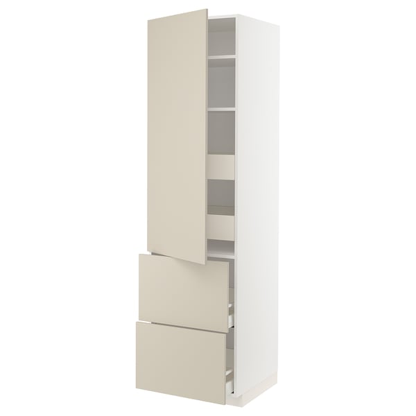 METOD / MAXIMERA Vis.el. s polic/4fiok/vrat/2front, bela/Havstorp bež, 60x60x220 cm