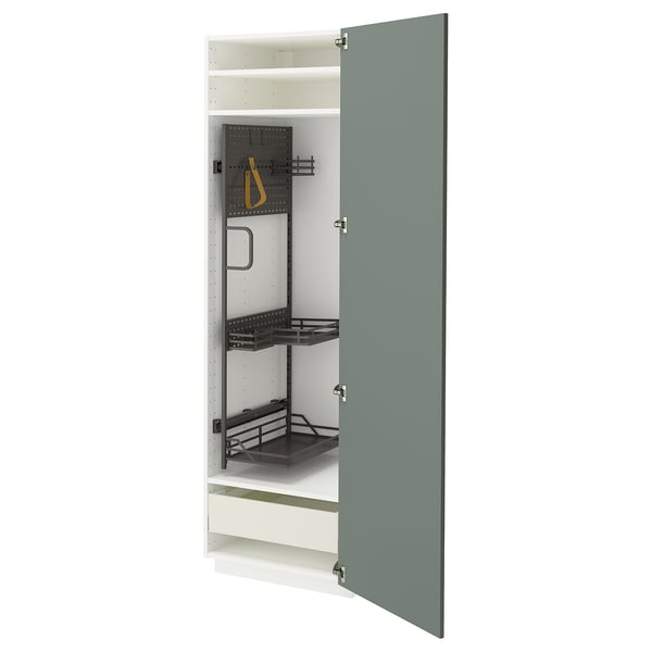 METOD / MAXIMERA Visoki element-ostava, bela/Nickebo mat sivozelena, 60x60x200 cm