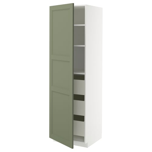 METOD / MAXIMERA Visoki element s fiokama, bela/Axstad sivozelena, 60x60x200 cm