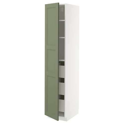 METOD / MAXIMERA Visoki element s fiokama, bela/Axstad sivozelena, 40x60x200 cm