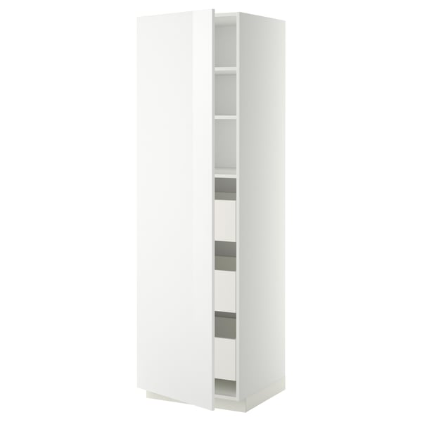 METOD / MAXIMERA Visoki element s fiokama, bela/Ringhult bela, 60x60x200 cm